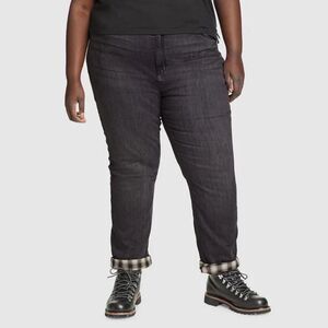 NWT Eddie Bauer Women's Boyfriend Flannel-Lined Jeans in Washed Cinder Size 22W